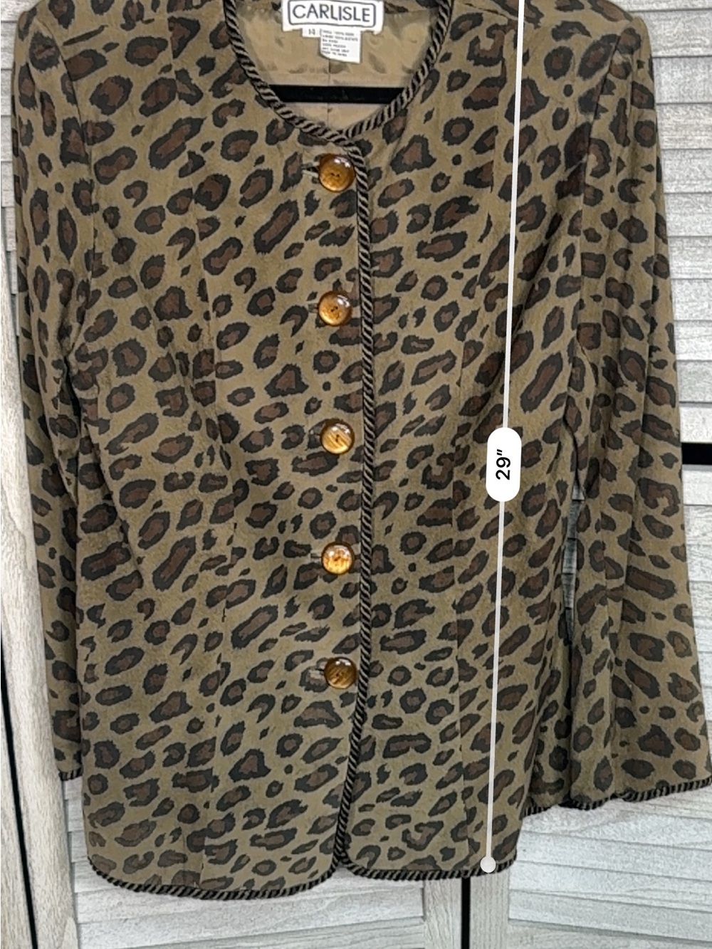 Carlisle 100% Suede Leopard Jacket Rope Trim Sz 14 MobWife Vintage Glam - Picture 10 of 11